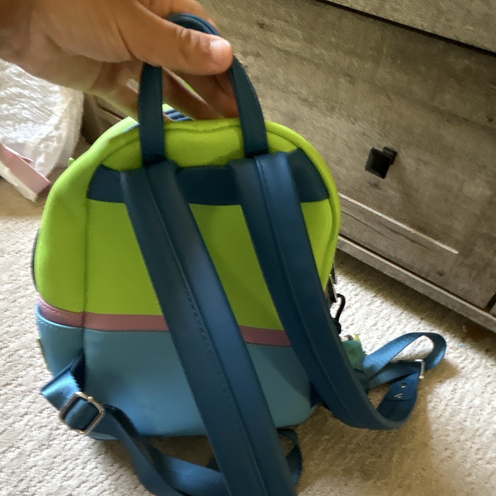 Toy Story Alien Pizza Planet Mini Backpack Faux Leather Checkered Zip Strap