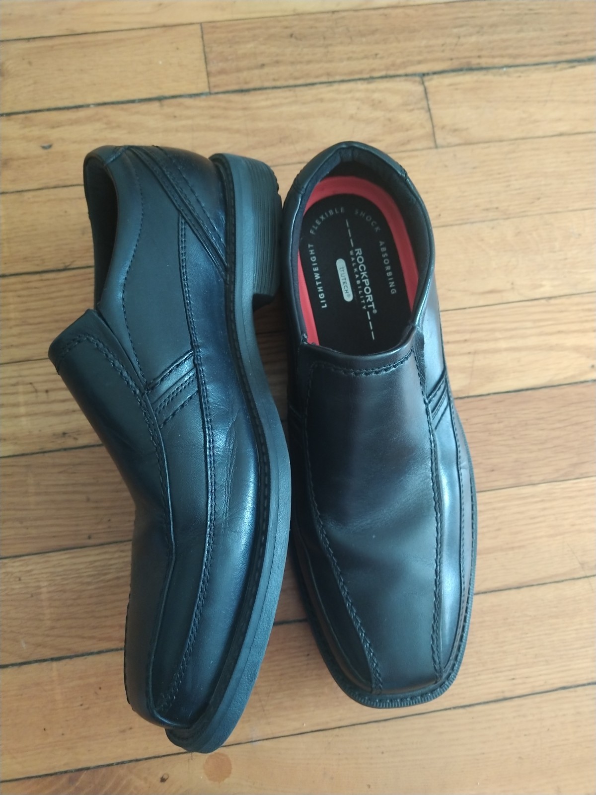 Rockport Walkability Shoes Mens Size 8 Black Leather Slip On Trutech Dress