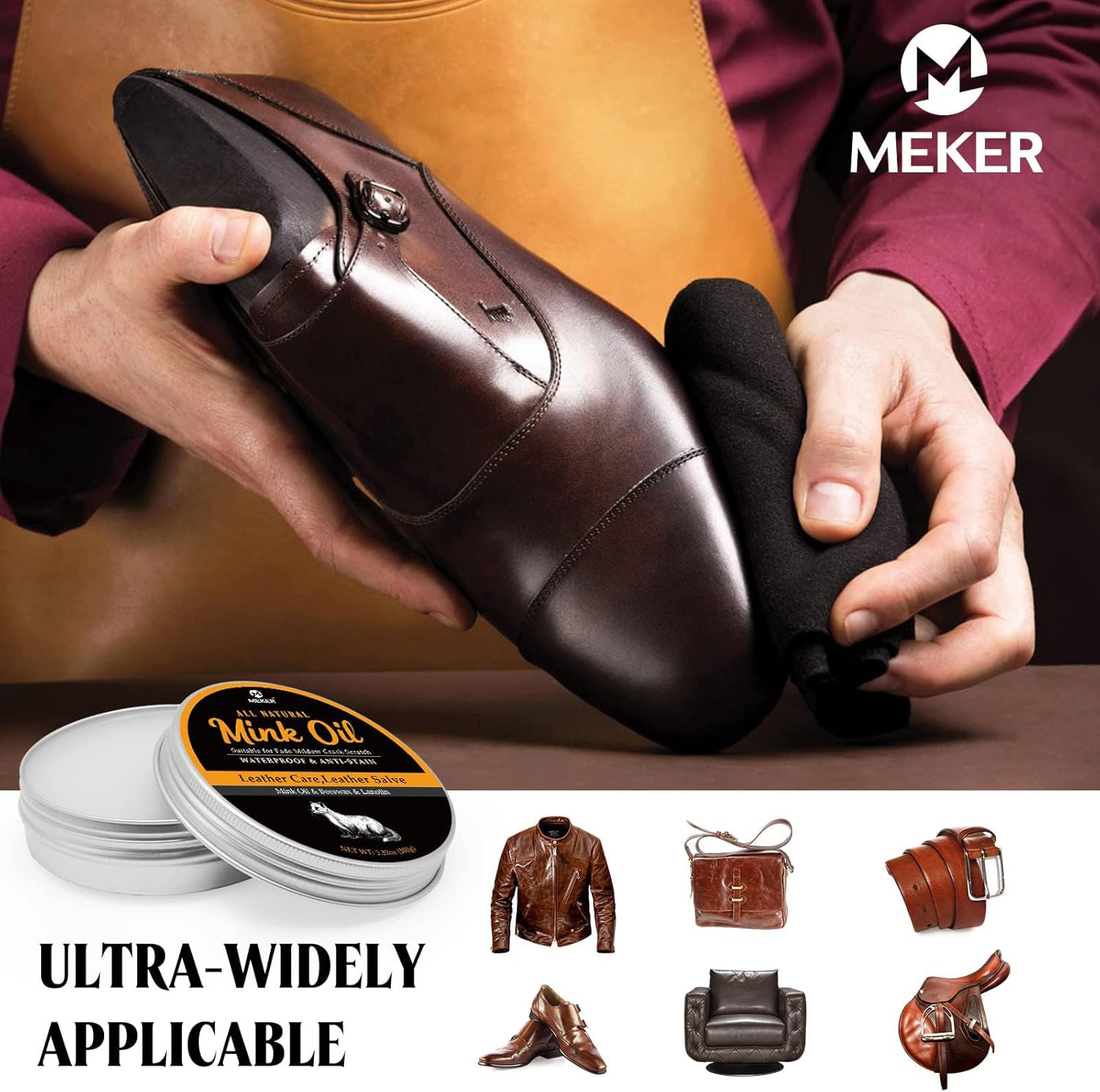 Mink Oil Leather Conditioner Cleaner Waterproof Shoe Boot Care 3.52 Oz