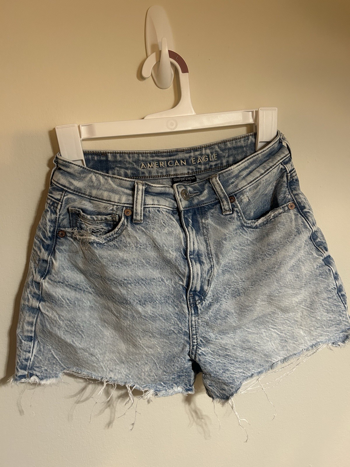 American Eagle Outfitters High Rise Light Wash Cut-Off Shorts Size 0
