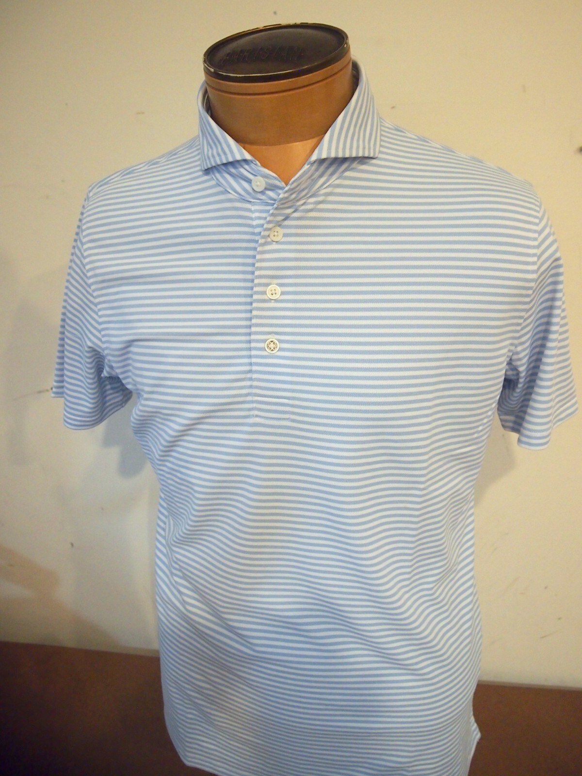 G/FORE Performance Fabric Feeder Stripe Pique Slim Fit Golf Shirt NWT M $120