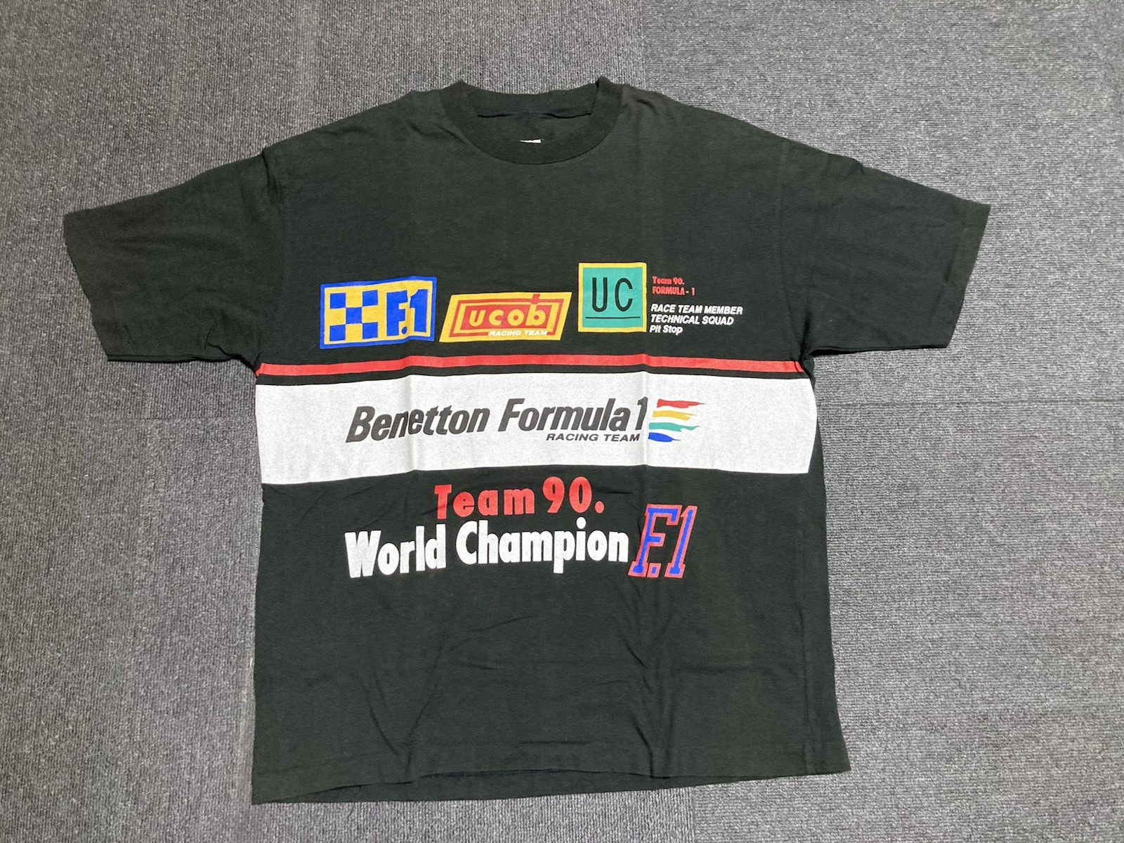 United Colors of Benetton Formula 1 Racing Team Tee T Shirt Size M Black Vintage