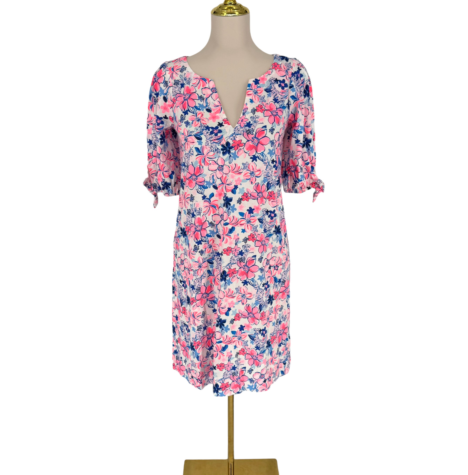 Lilly Pulitzer Easley Dress S Floral Party Lobstar Lobster Puff Short Sleeve NWT