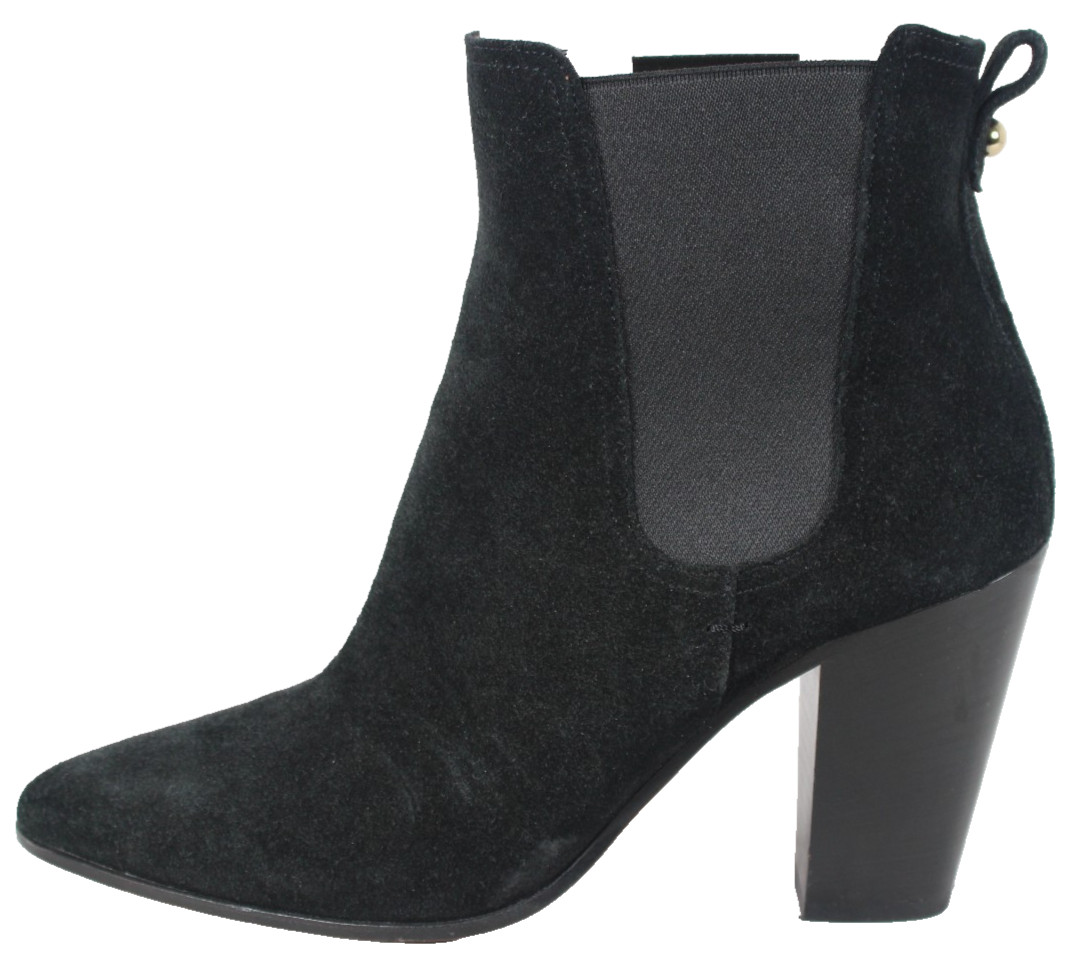 BALLY Black Suede THERESIA Almond Toe Chelsea Ankle Boots 41