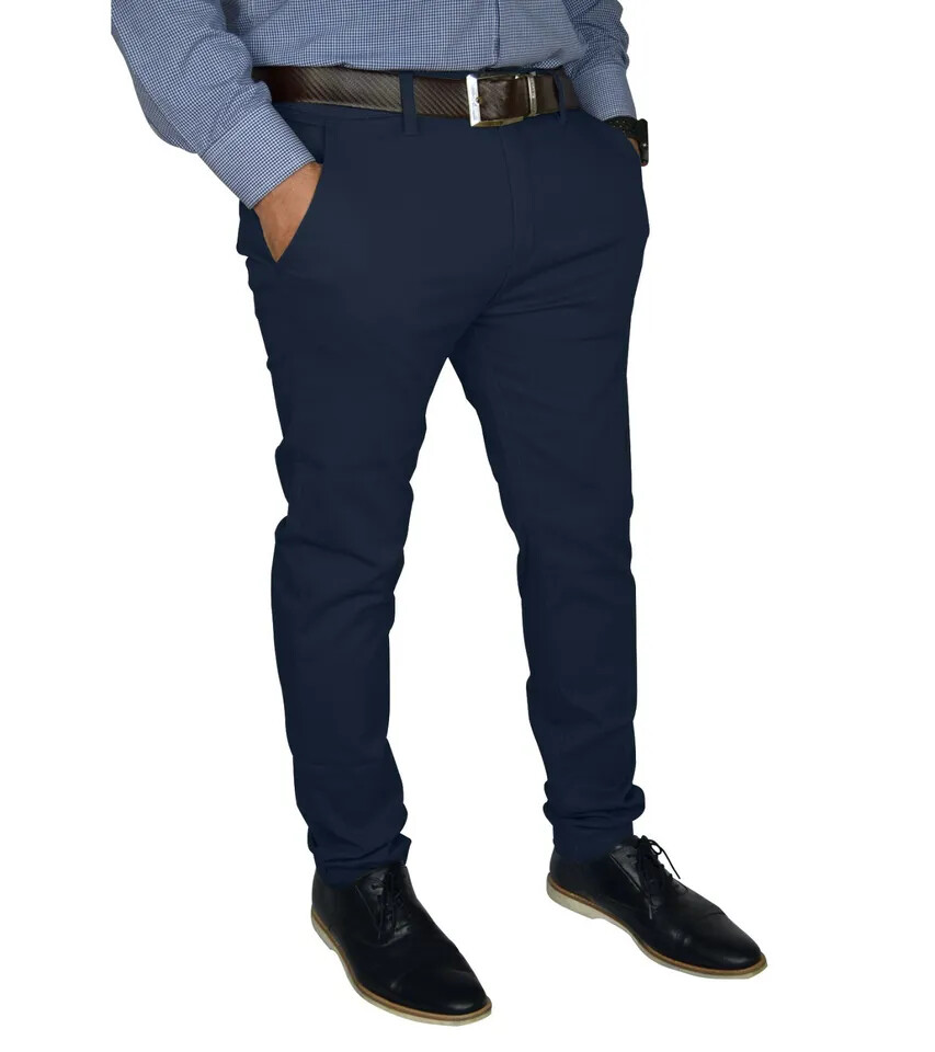 Mens Slim FIT Stretch Chino Trousers Casual Flat Front Flex Classic Full Pants