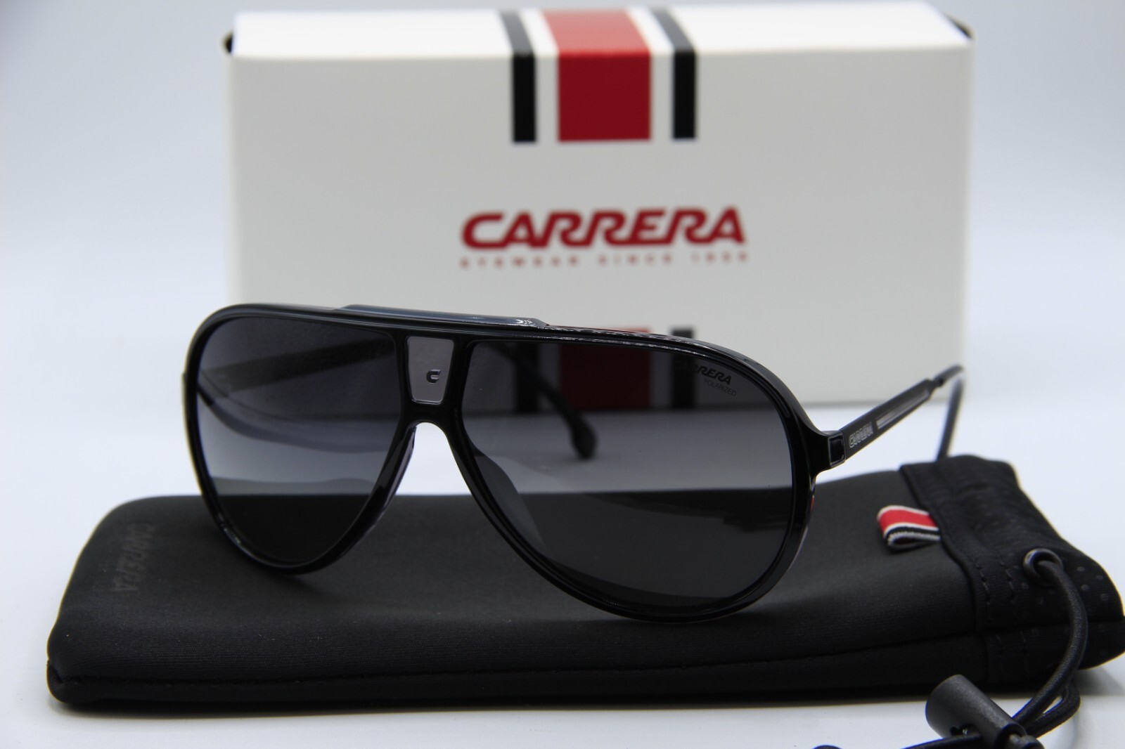 NEW CARRERA 1050/S 08AWJ POLARIZED BLACK AUTHENTIC SUNGLASSES W/CASE 63-10