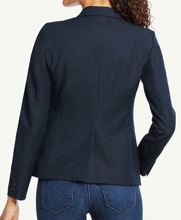 NWT Womens Ann Taylor Machine Washable 1-Button Blue Blazer Dark Navy Rinse *E1