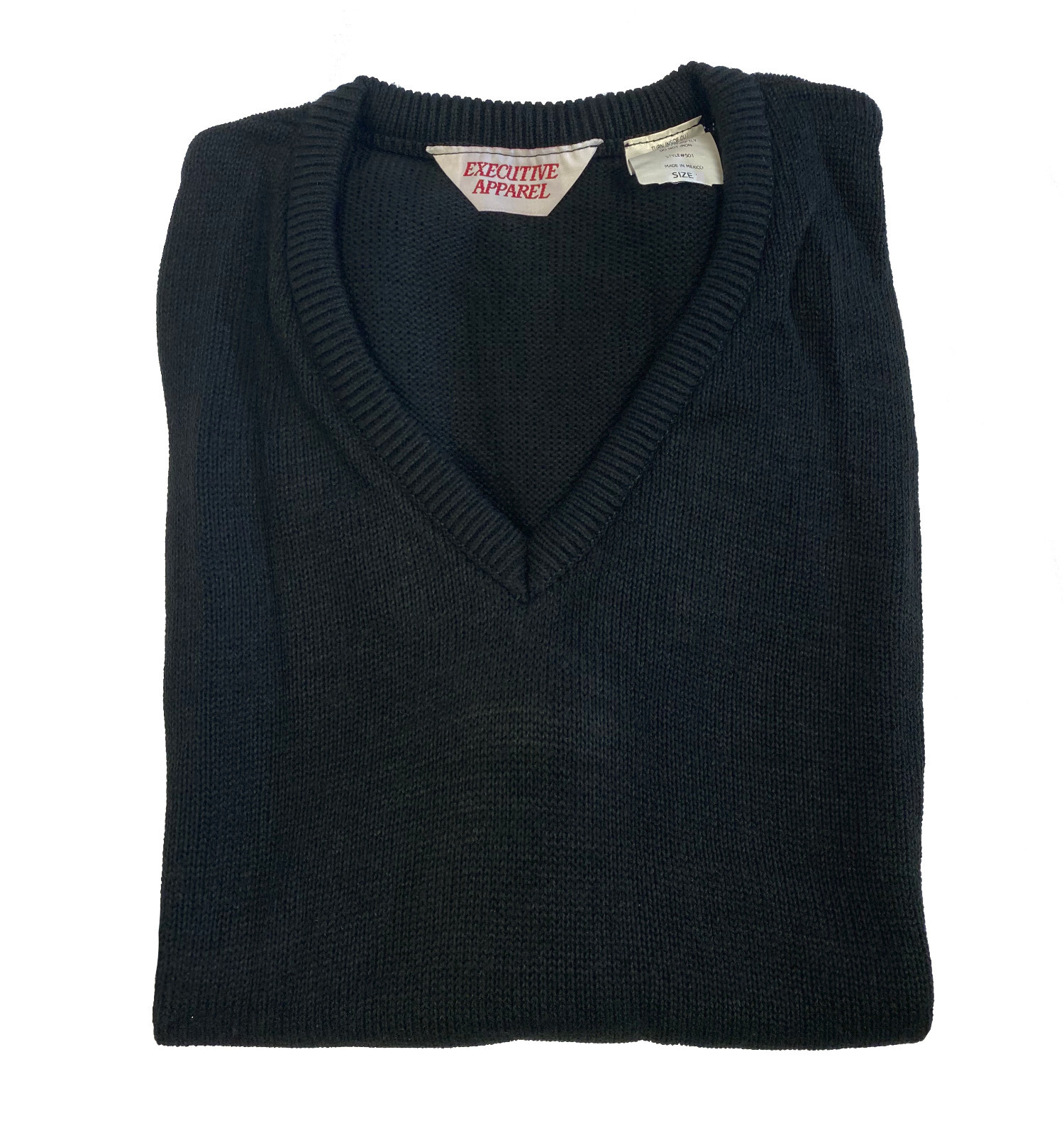 Unisex Black Waffle Knit Pullover Vest Soft Polyester Machine Washable 2XL