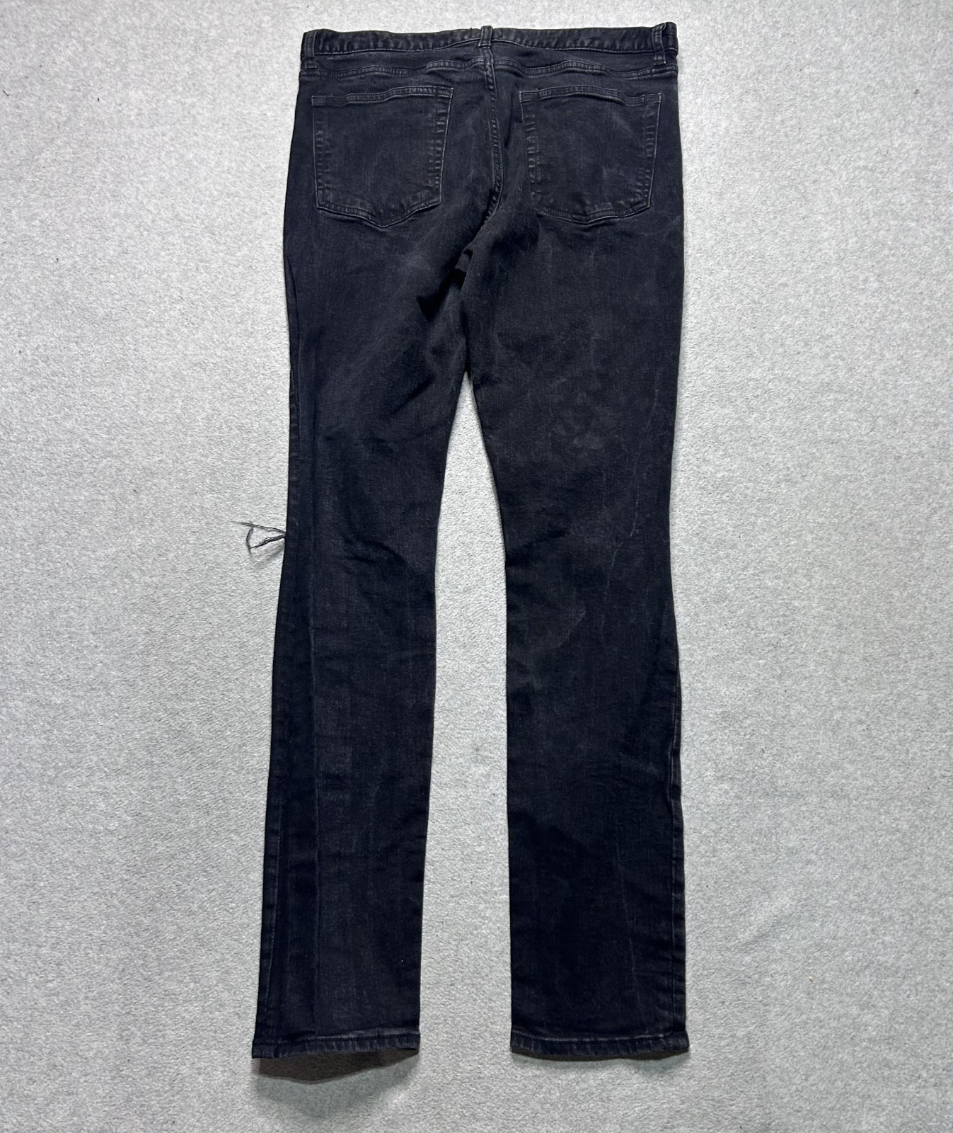 H&M Jeans Skinny Leg Mens 34 X 34 Black Distressed Stretch Denim