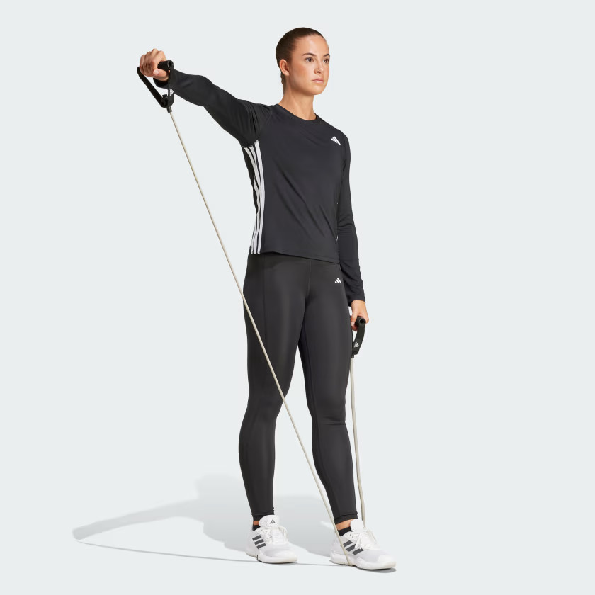adidas women Essentials Long Sleeve 3-Stripes Workout Top