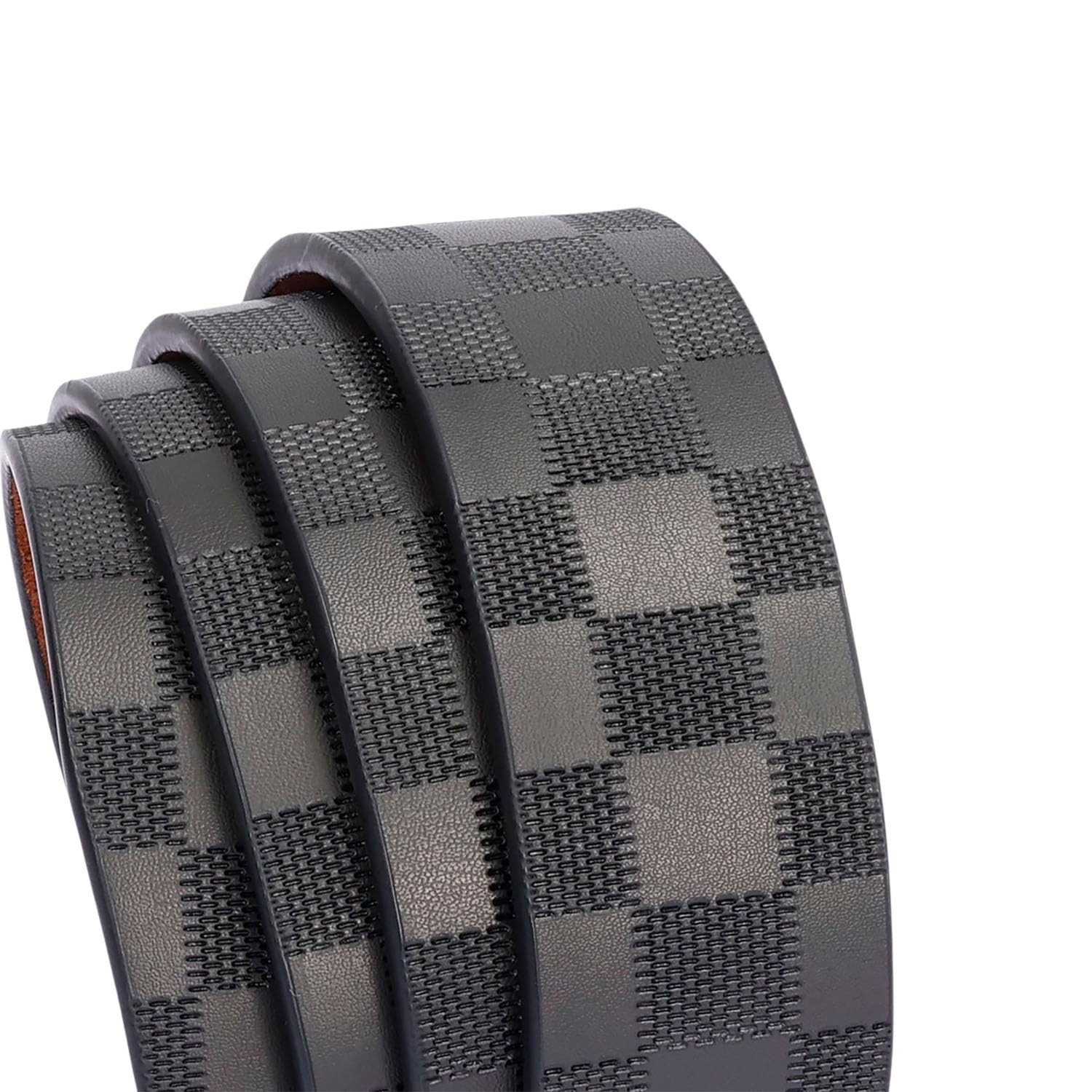 Men’s 3.8cm Checkered Belt – Double Bonded Split Leather, Laser Alloy Buckle,…