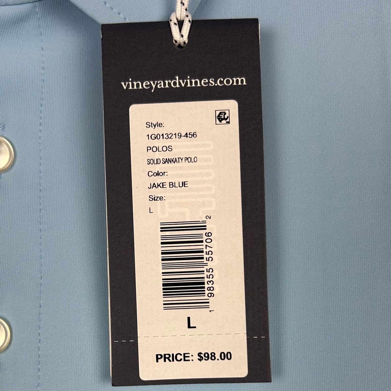 Vineyard Vines Sankaty Polo Mens L Jake Blue On The Go Stretch Performance Shirt