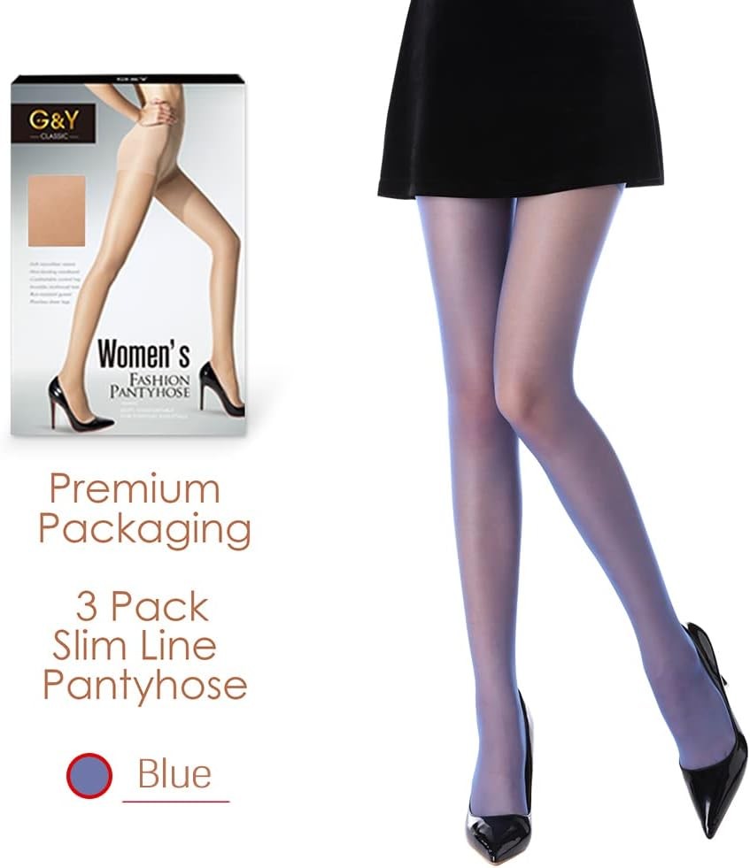 3 Pairs Women’s Sheer Tights – 20D Control Top Pantyhose with Reinforced Toes