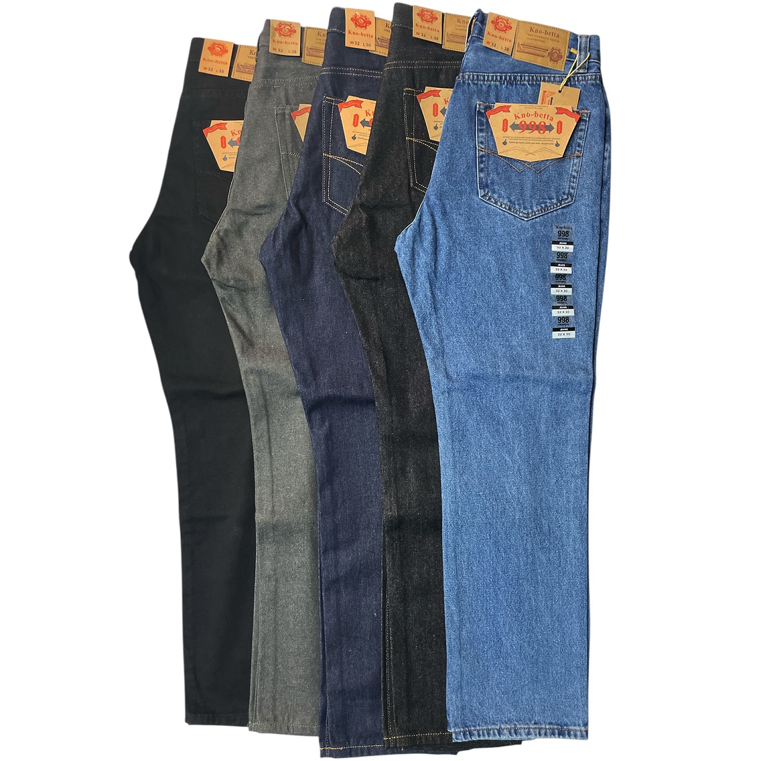 Kno Betta Men’s Regular Fit Straight Leg Denim Jeans Size 30-50 waist