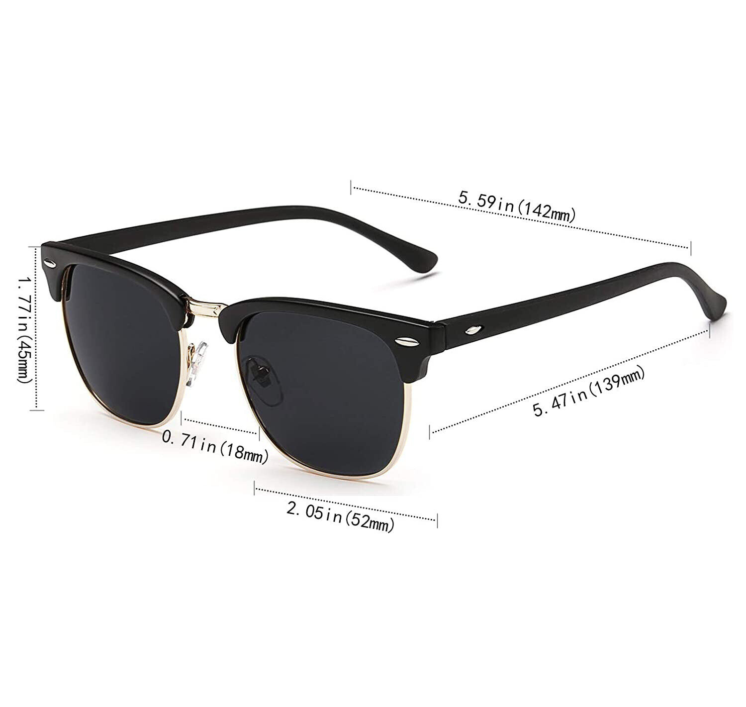 Retro Vintage Polarized Sunglasses Mens UV400 Half Metal Frame Club Sunglasses