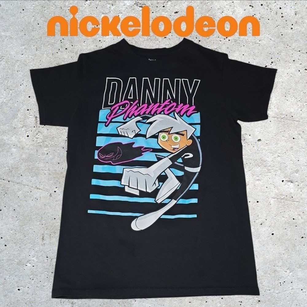 Unisex Nickelodeon Danny Phantom Ghost Graphic Tee Cartoon TV Show Black S
