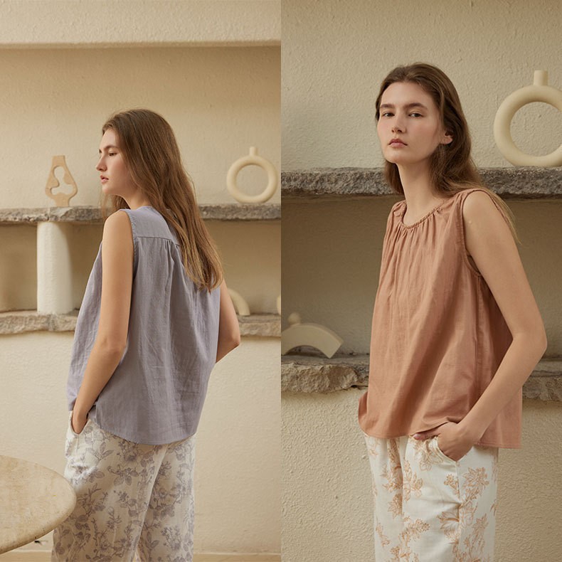 NEW Home Wear Cotton Double-layer Gauze Sleeveless Vest Sizes S-XXL Home Decor