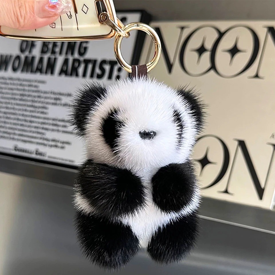 Cute Panda Plush Toy Keychain | Cartoon Bag Pendant & Car Key Charm