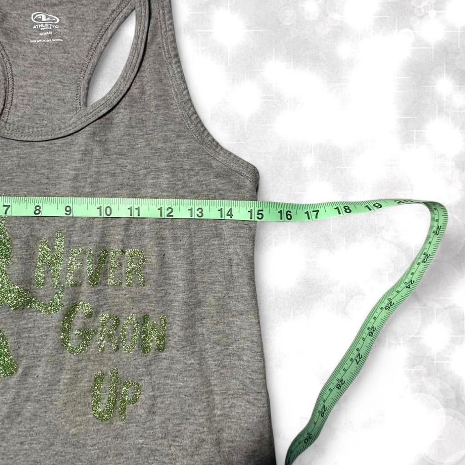 Disney glitter green Peter Pan graphic tank top. Fairycore, whimsical