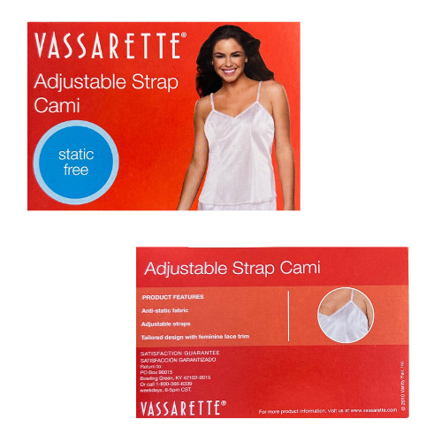 NWT VTG Vassarette CAMISOLE Black White Adjustable Strap 17701 M, L, XL, or 2XL