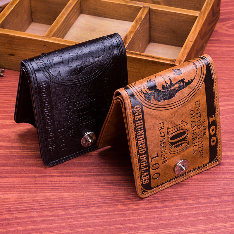 Men US $100 Dollar Bill Novelty Leather Bifold Wallet Card Holder Best Xmas Gift