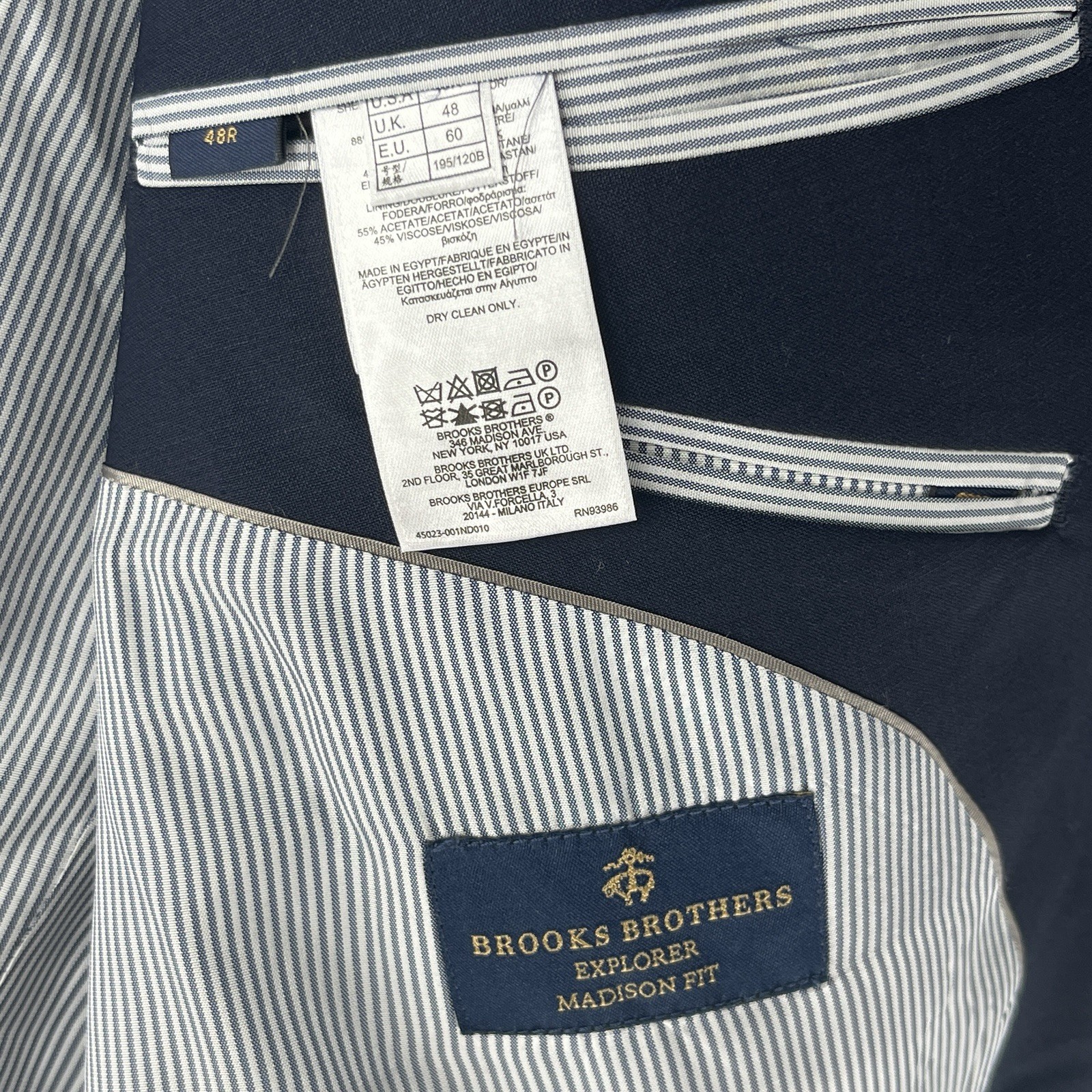 Brooks Brothers Explorer Madison Fit Navy Blue 2-Piece Suit Wool 48R / 38×28 +1