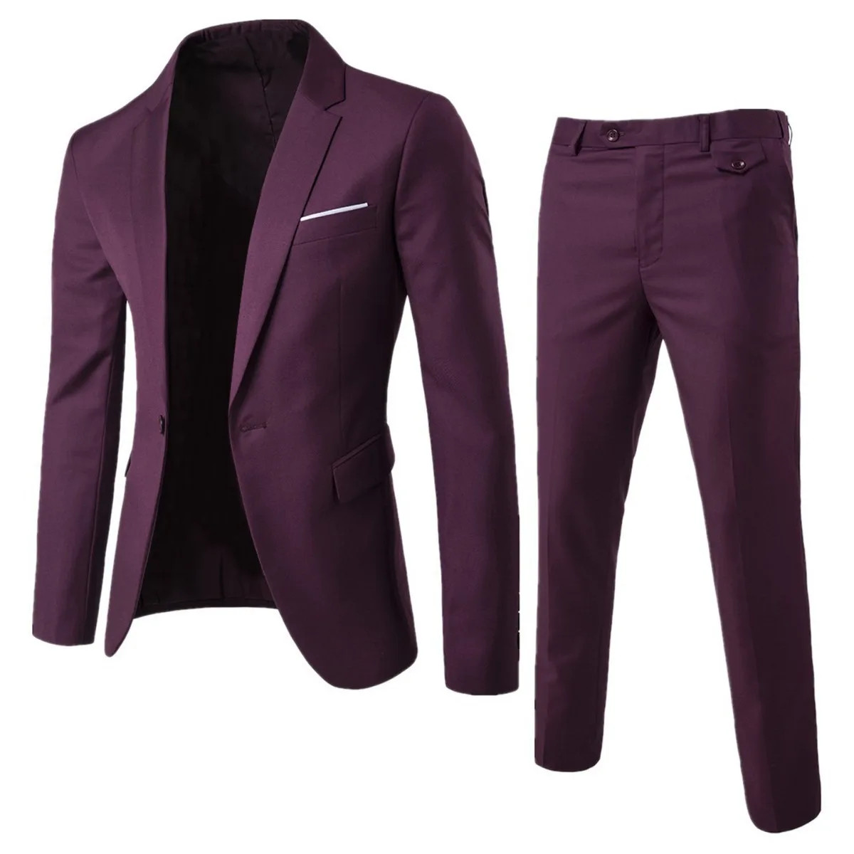 Men’s Korean Version Four Seasons New Fashion Solid Color Single Button Suit