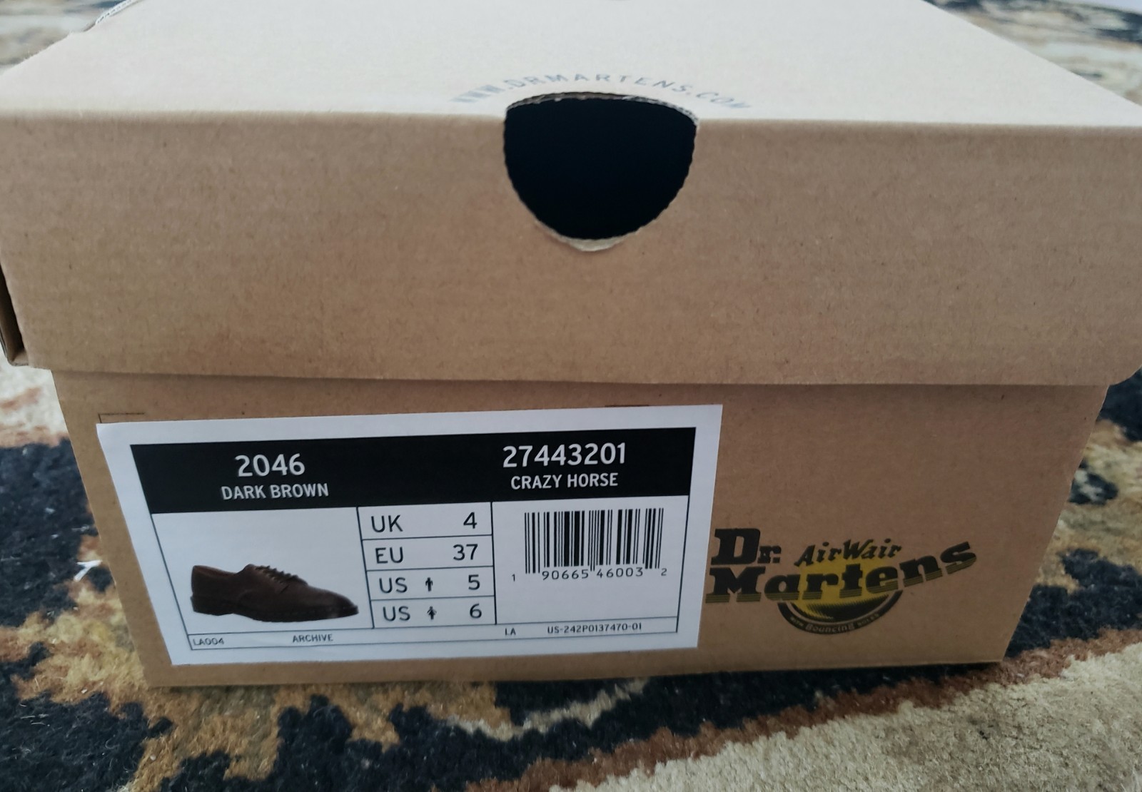 Dr. Martens 2046 Crazy Horse Dark Brown Leather Shoes Oxford UK 4 Women 6 Men 5