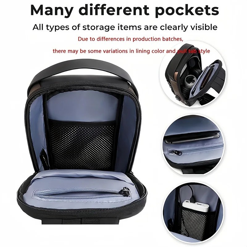 Men Anti Theft Chest Bag USB Charging Crossbody Sling Shoulder Travel Pack