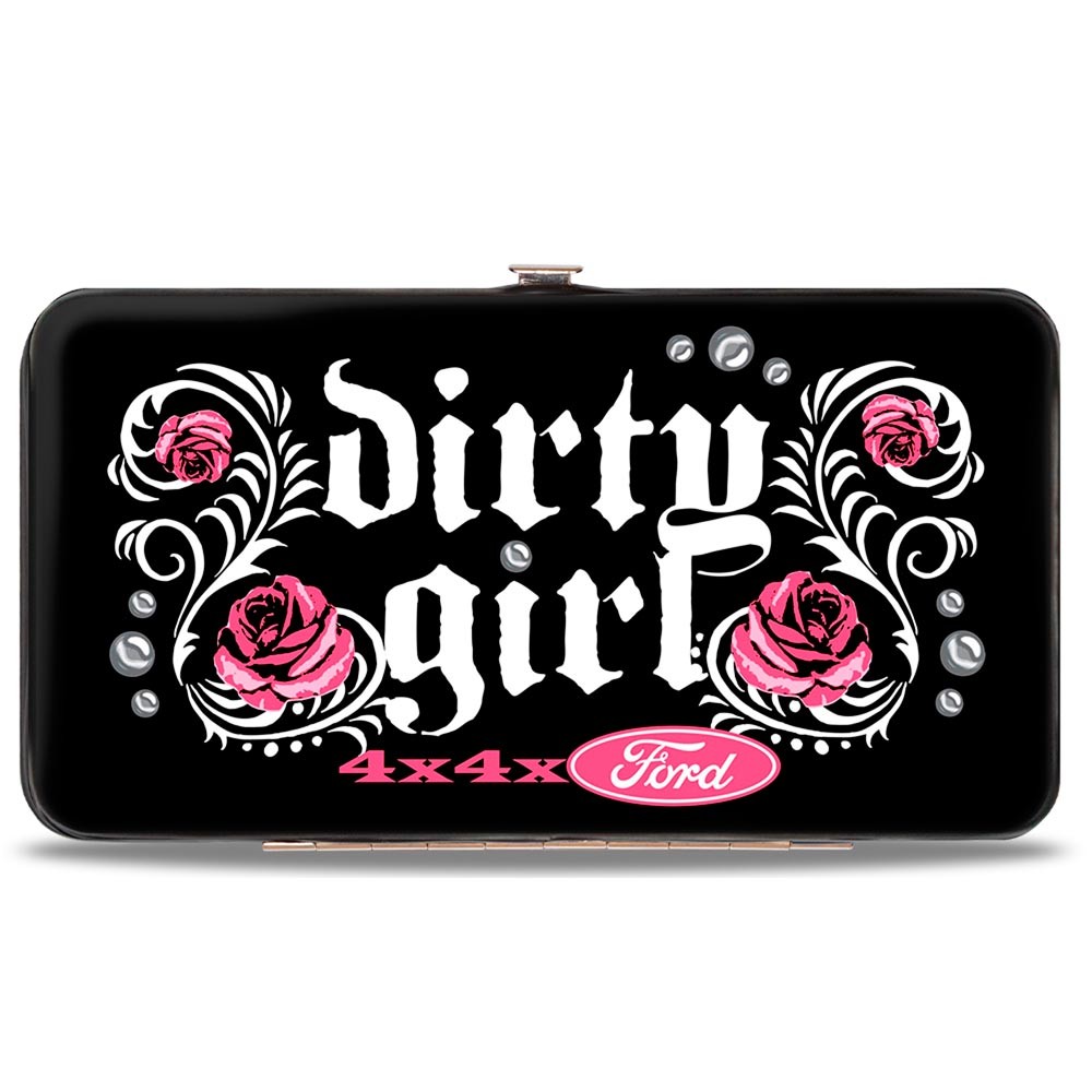 Hinged Wallet Floral DIRTY GIRL 4x4xFORD Black/White/Pink