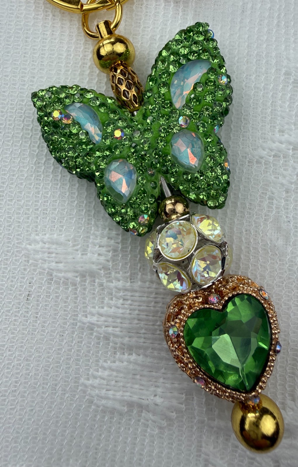 Hand made beaded key chain/Bag charm! Bling. Butterfly. Gifts. Basket filler.