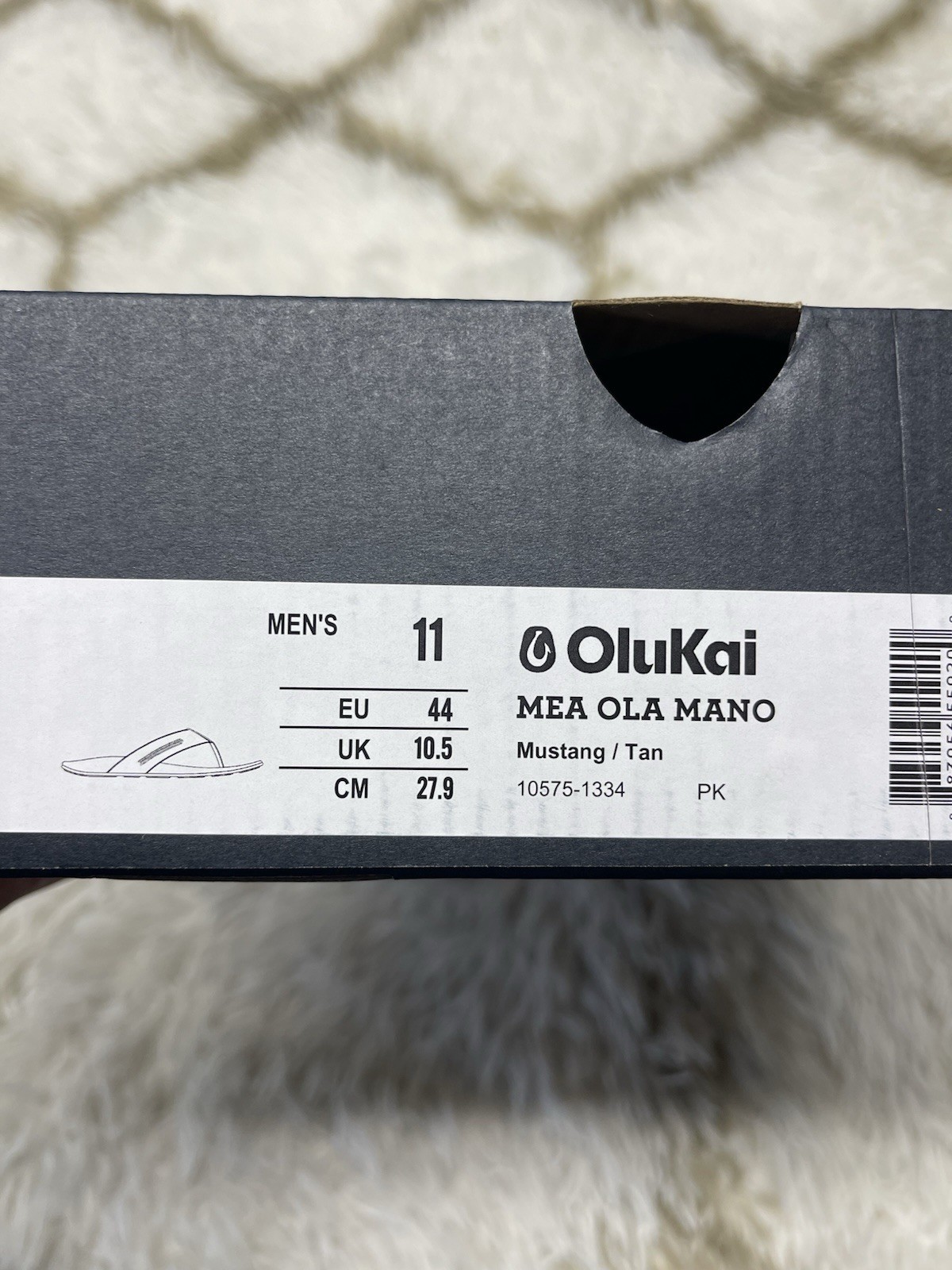 🧡*NIB*OluKai Men’s Size 11 Mea Ola Mano Leather Beach Sandals -Mustang/Tan