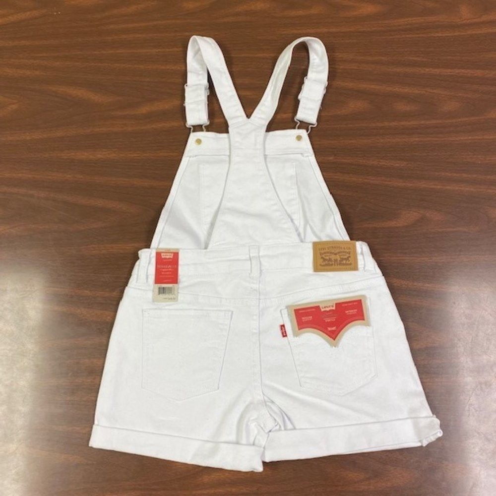 NWT Girl’s Levi’s White Relaxed Fit Stretch Shortalls, size 10 Reg