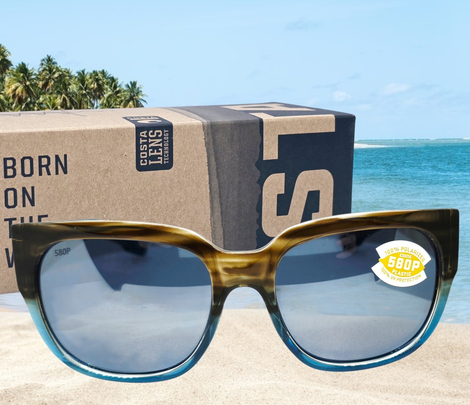 COSTA DEL MAR shiny wahoo/silver mirror WATERWOMAN polarized 580P sunglasses NEW