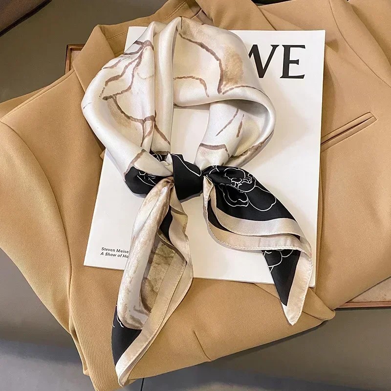Women Silk Satin Scarf Horse Print Hairband Neck Scarf Headband Wrap