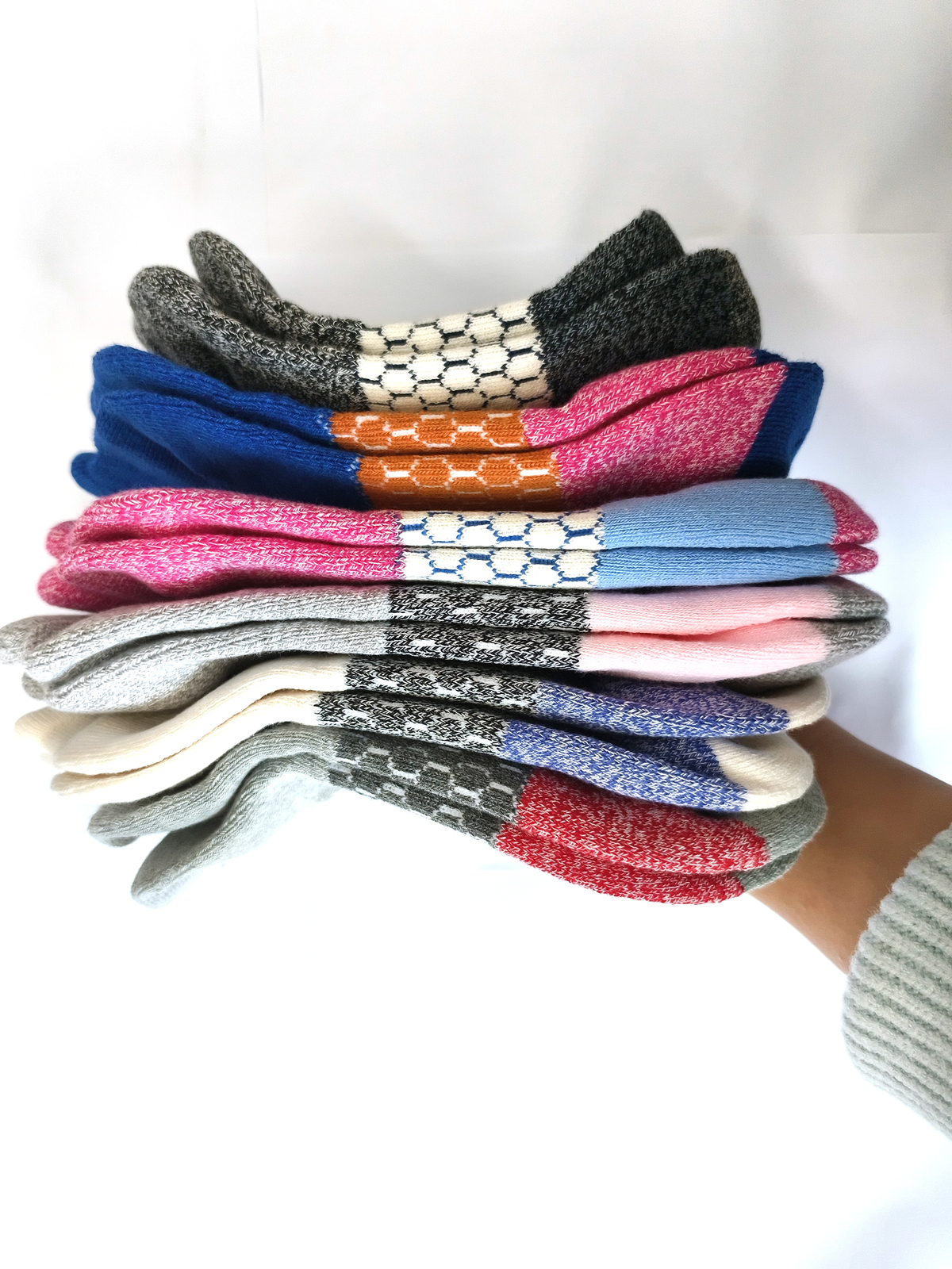 6 Pair Bombas Women’s Tri-Block Marl Ankle Sock Size M 6 Colors Pack