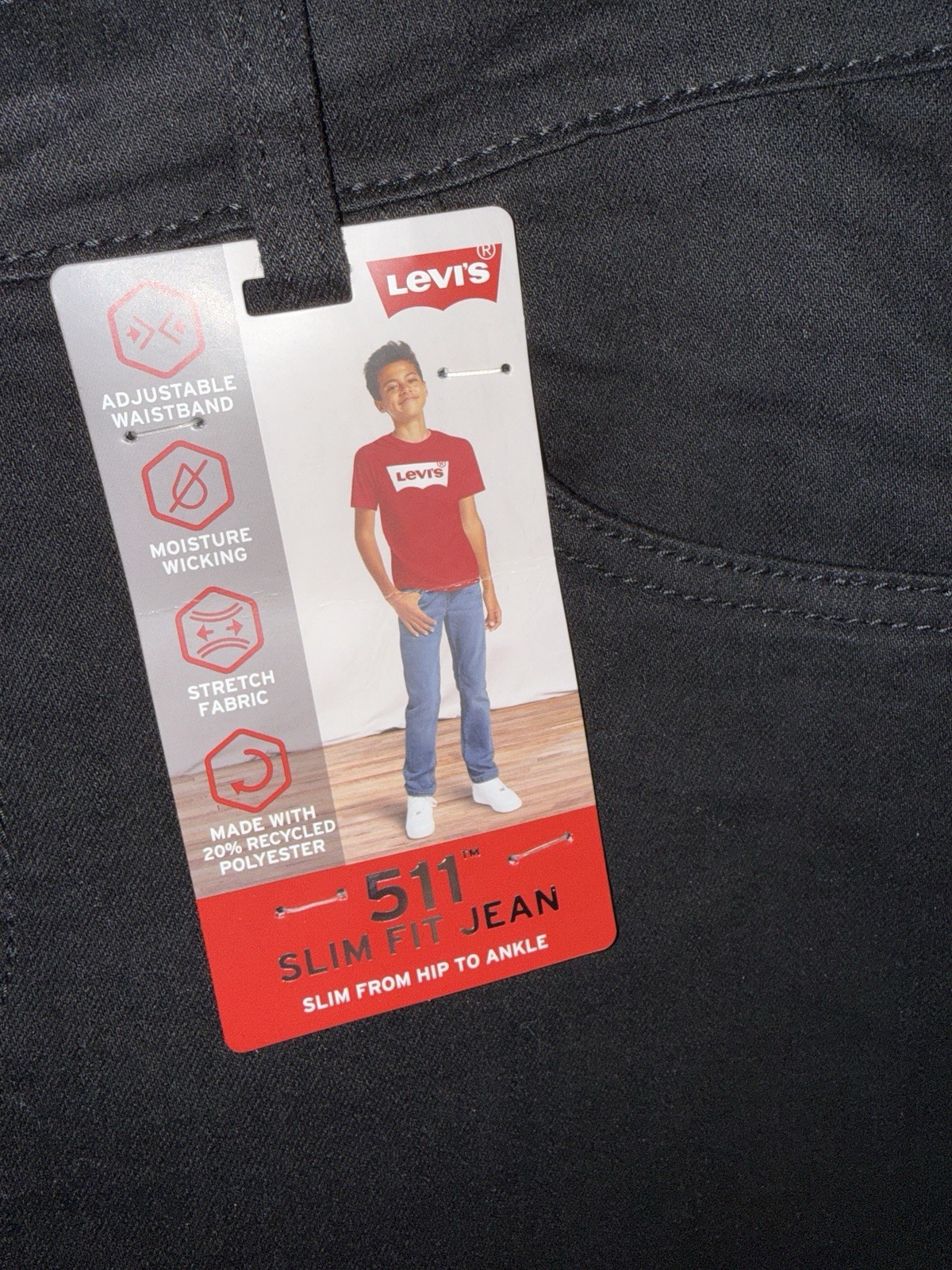 Levi Strauss Boy’s Adjustable Waistband 511 Slim Fit Stretch Jean 18 Reg 29×31