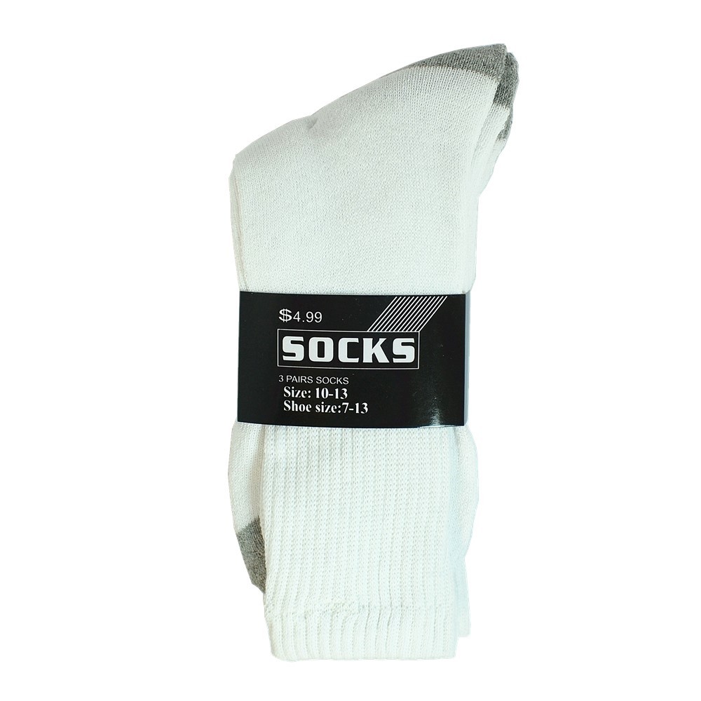 3-12 Pairs Mens Sports White 2 Tones Athletic Cotton Crew Socks Size 9-11 10-13