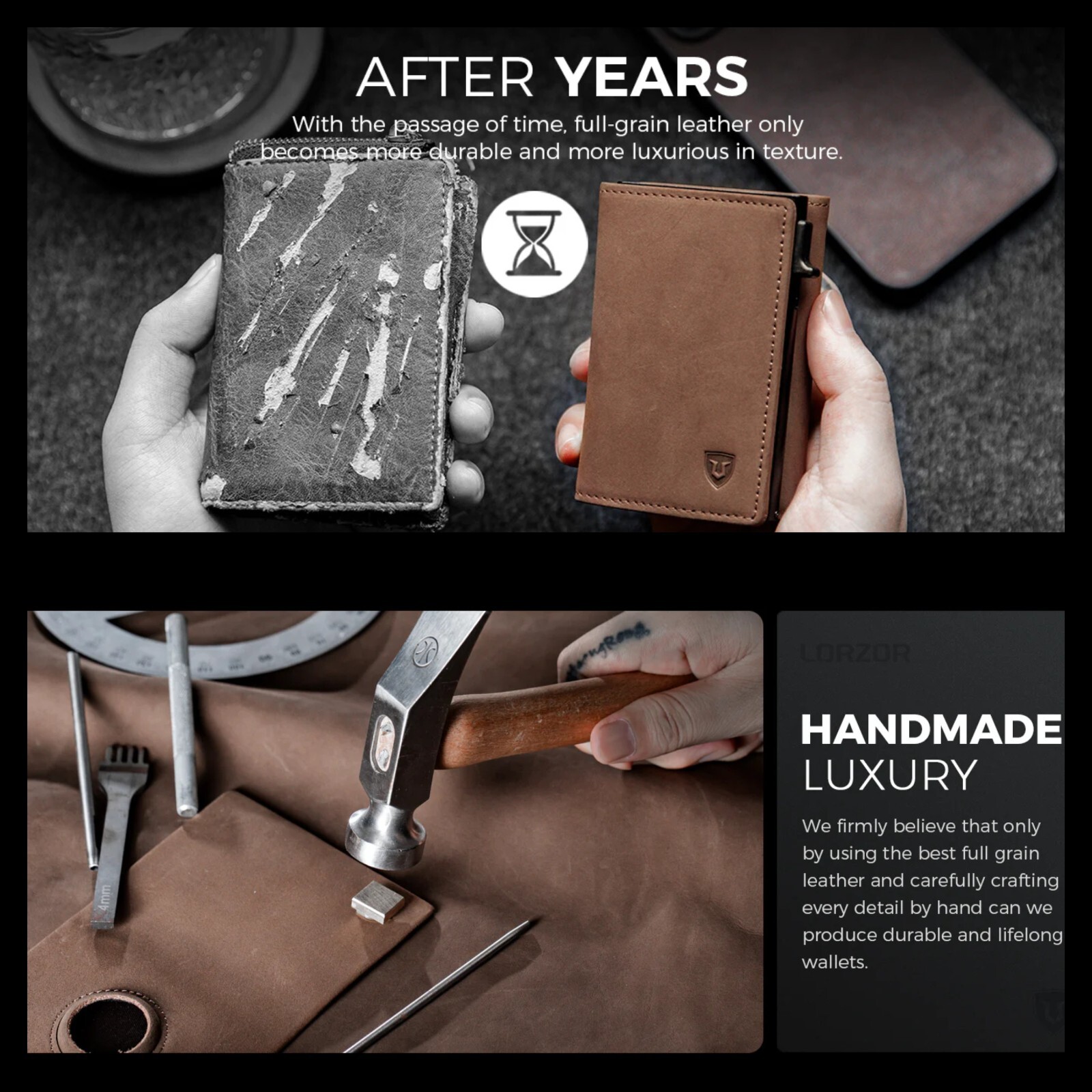 LORZOR RFID BLOCKING SLIM LEATHER WALLET, FREE iOS & ANDRIOD COMPATIBLE AIR TAG
