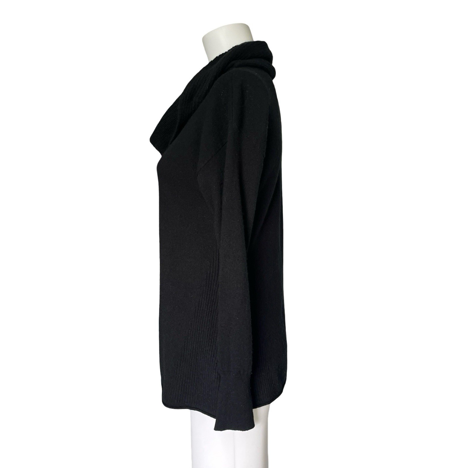 Nordstrom Cashmere Sweater Black Cowl Neck Long Sleeve Soft Womens Size Small