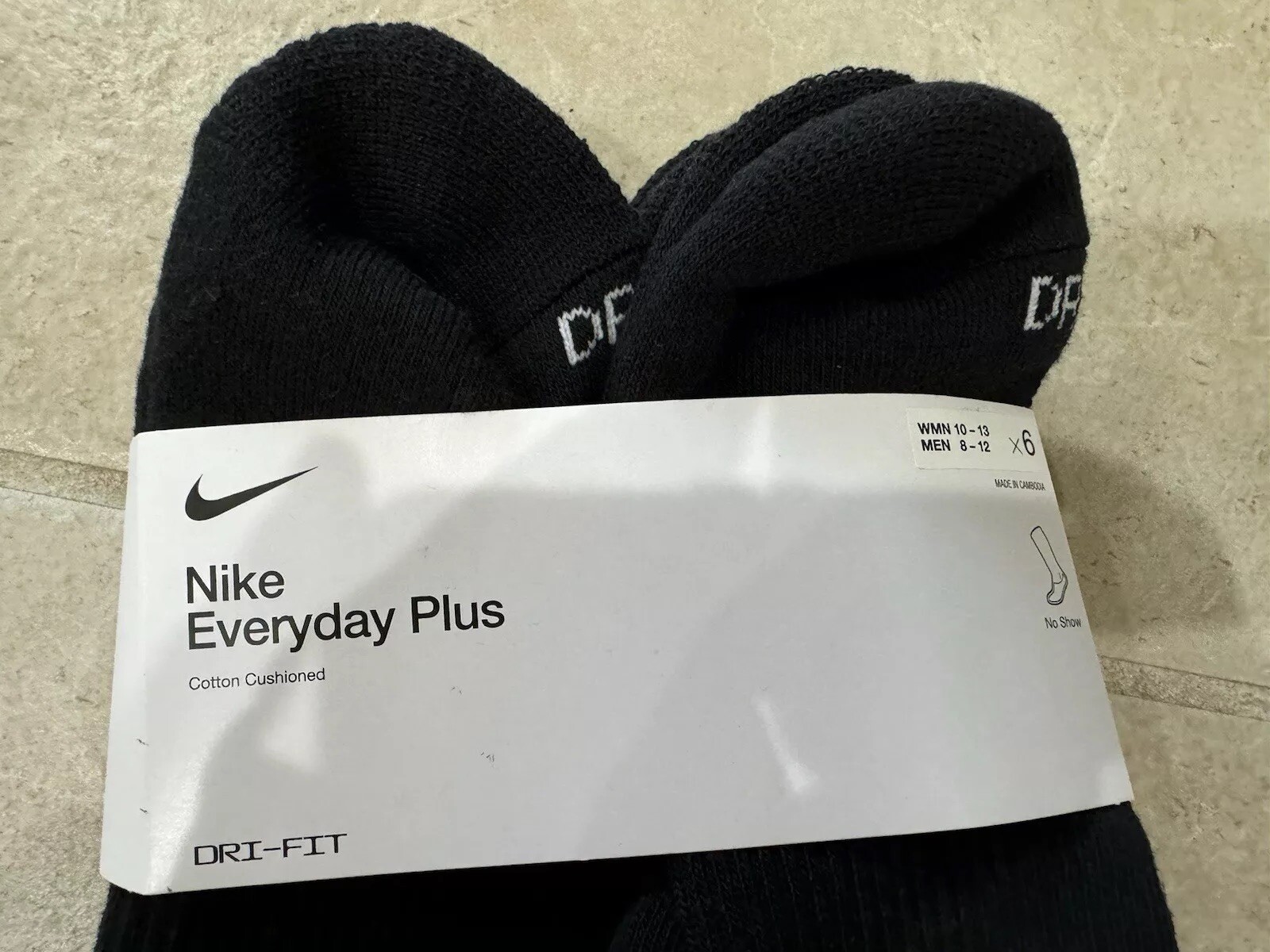 Nike Cushioned Dri-Fit No Show Socks Unisex 6-Pair Pack SX6898-010