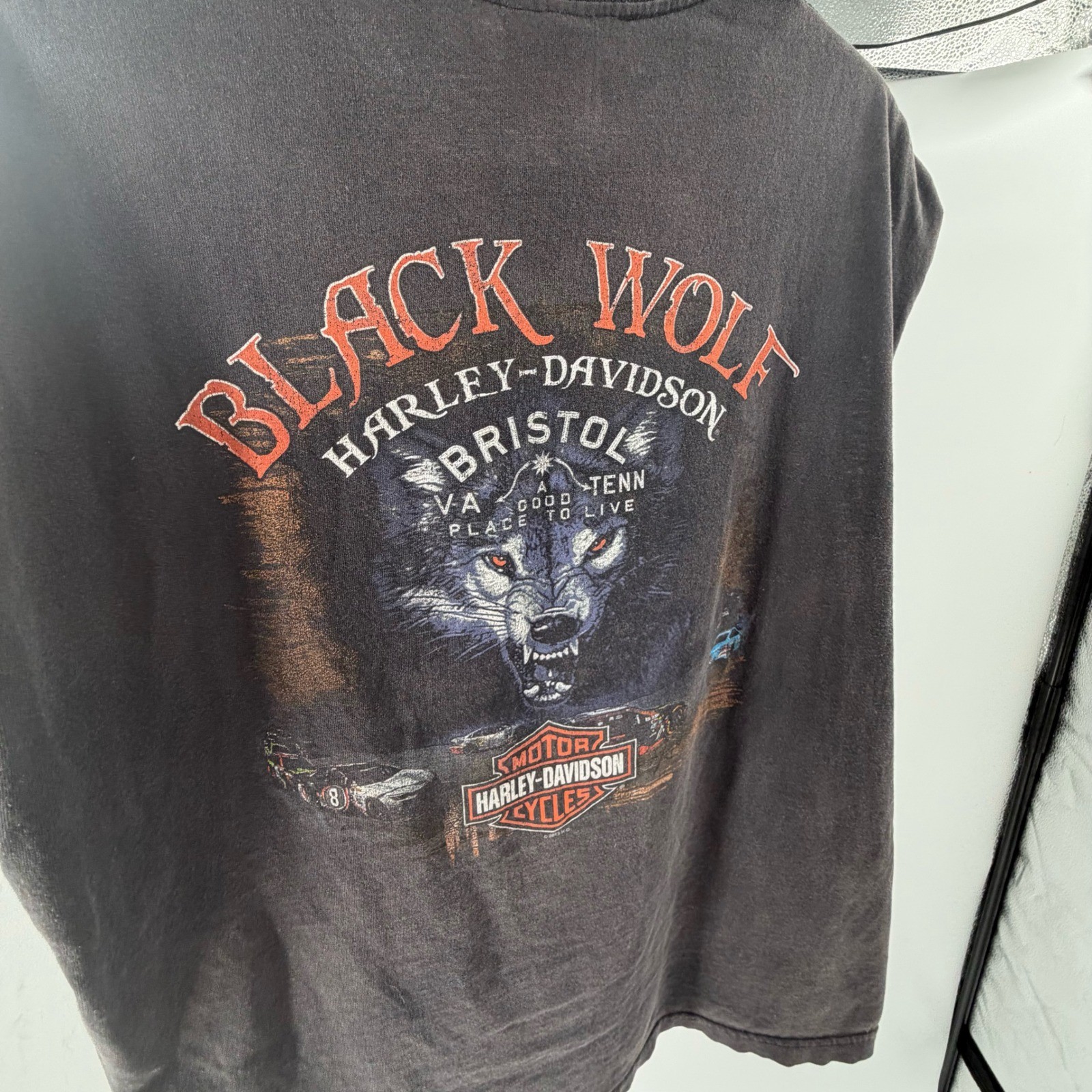 Harley-Davidson Black Wolf Bristol VA TN Sleeveless Pocket T-Shirt Mens XL Black