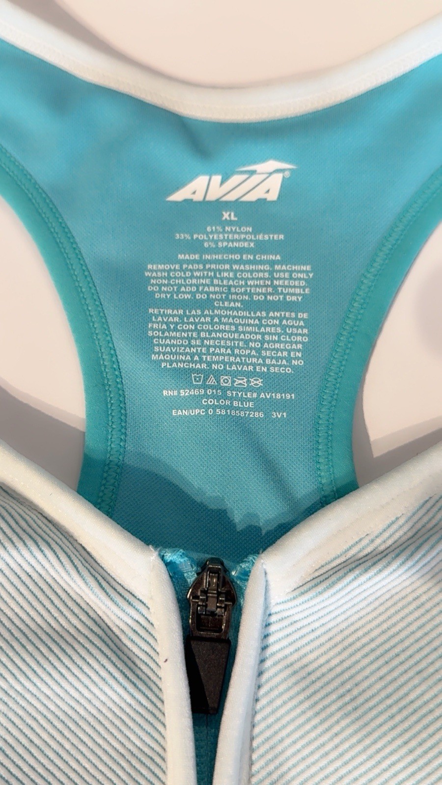 Avia Zip Front Sports Bra