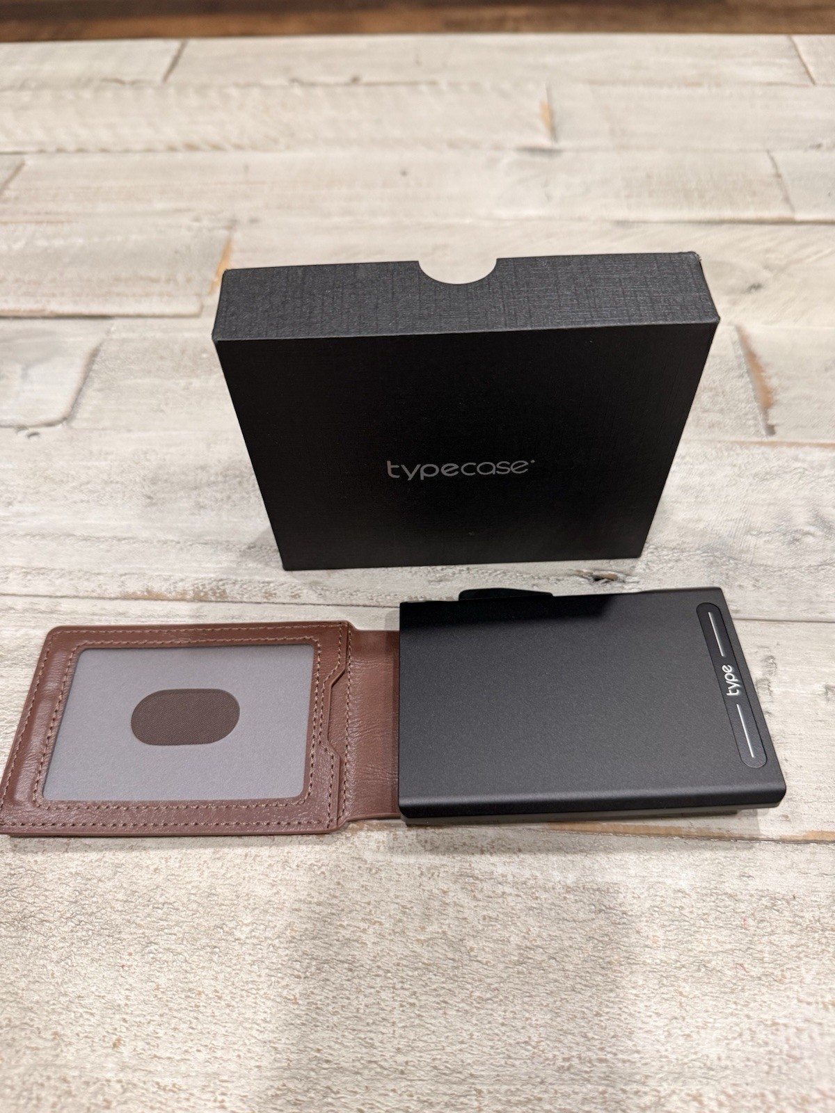 typecase Brown Slim Fold Wallet Money Clip ID Window Solid for Men
