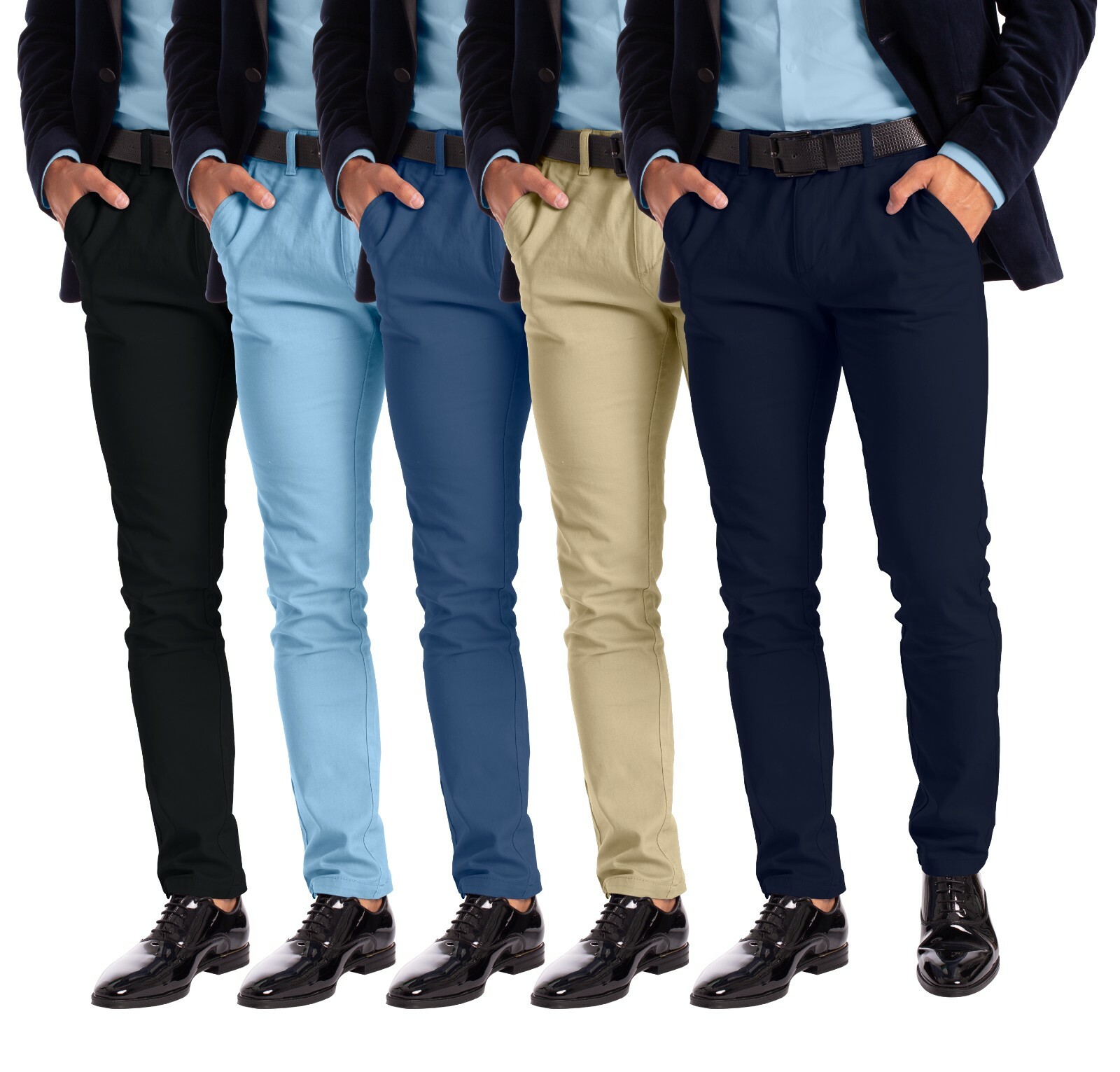 Men’s Stretch Dress Pants Slim Fit Skinny Chino Pants