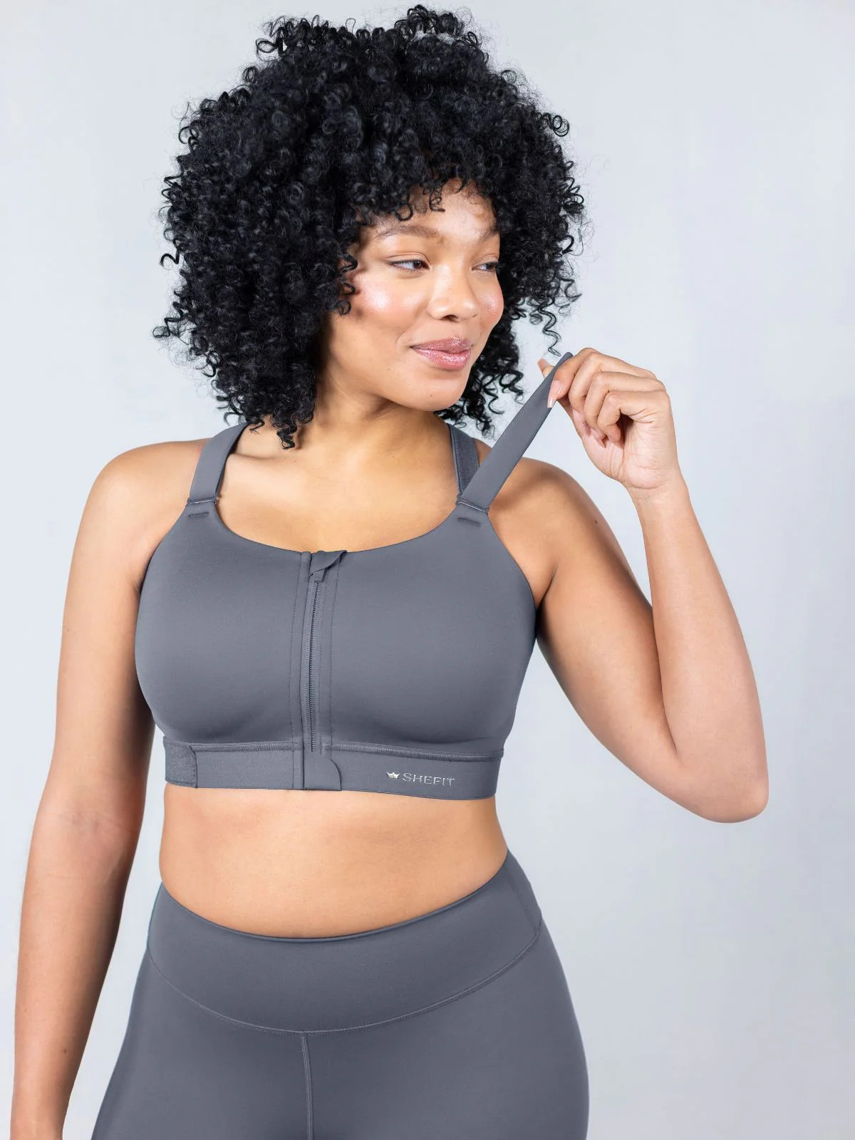 SHEFIT EMERGE Luxe Steady Grey High Support Sports Bra Large