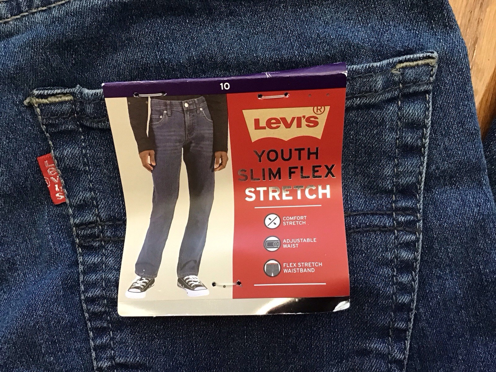 Levi’s Youth Boy Sz 10 Slim Flex Stretch Adjust Waist Straight Denim Jean (M1-12