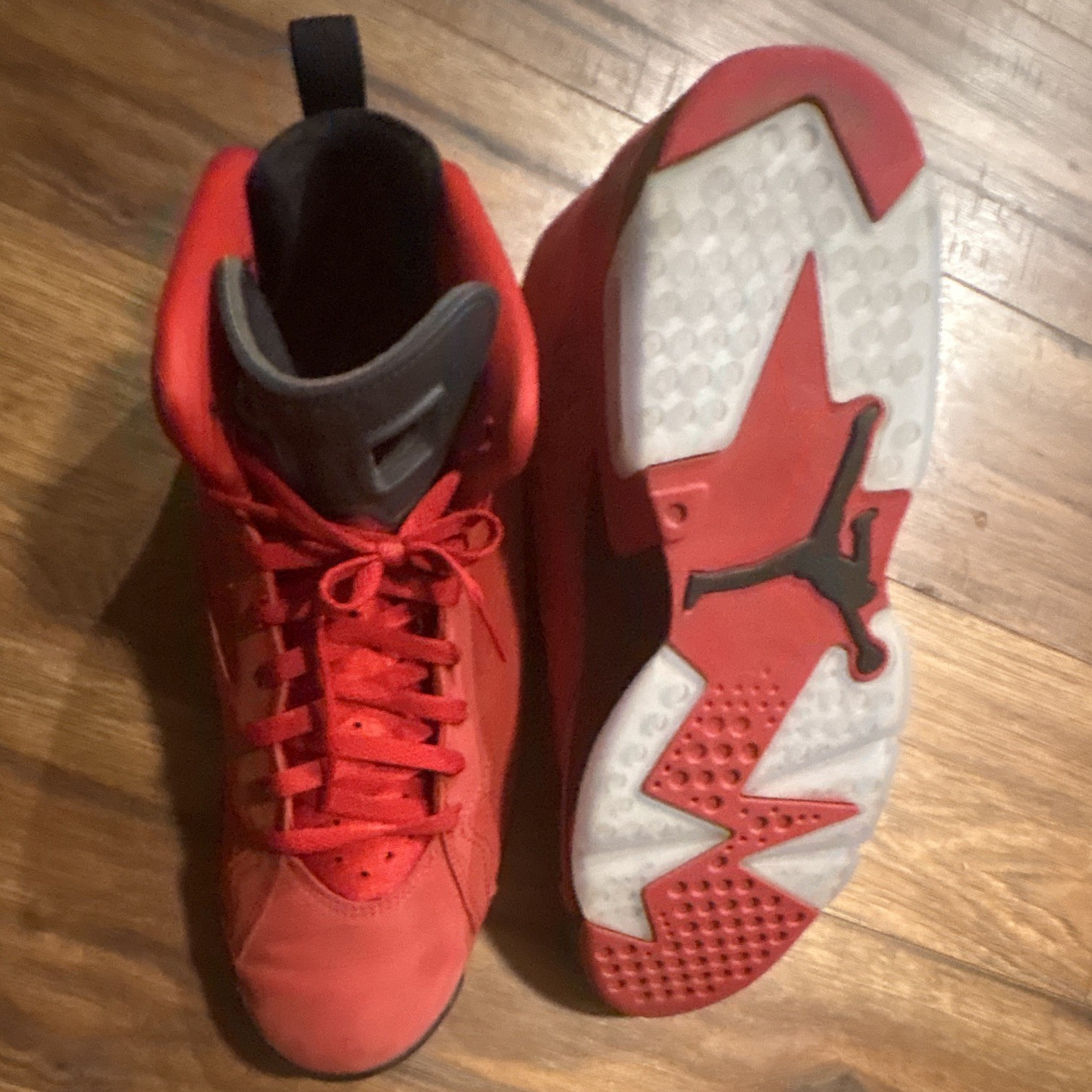 Jordan Air Jordan 6 Red/Black Mid Top Men’s Lace-Up Basketball Sneakers EE