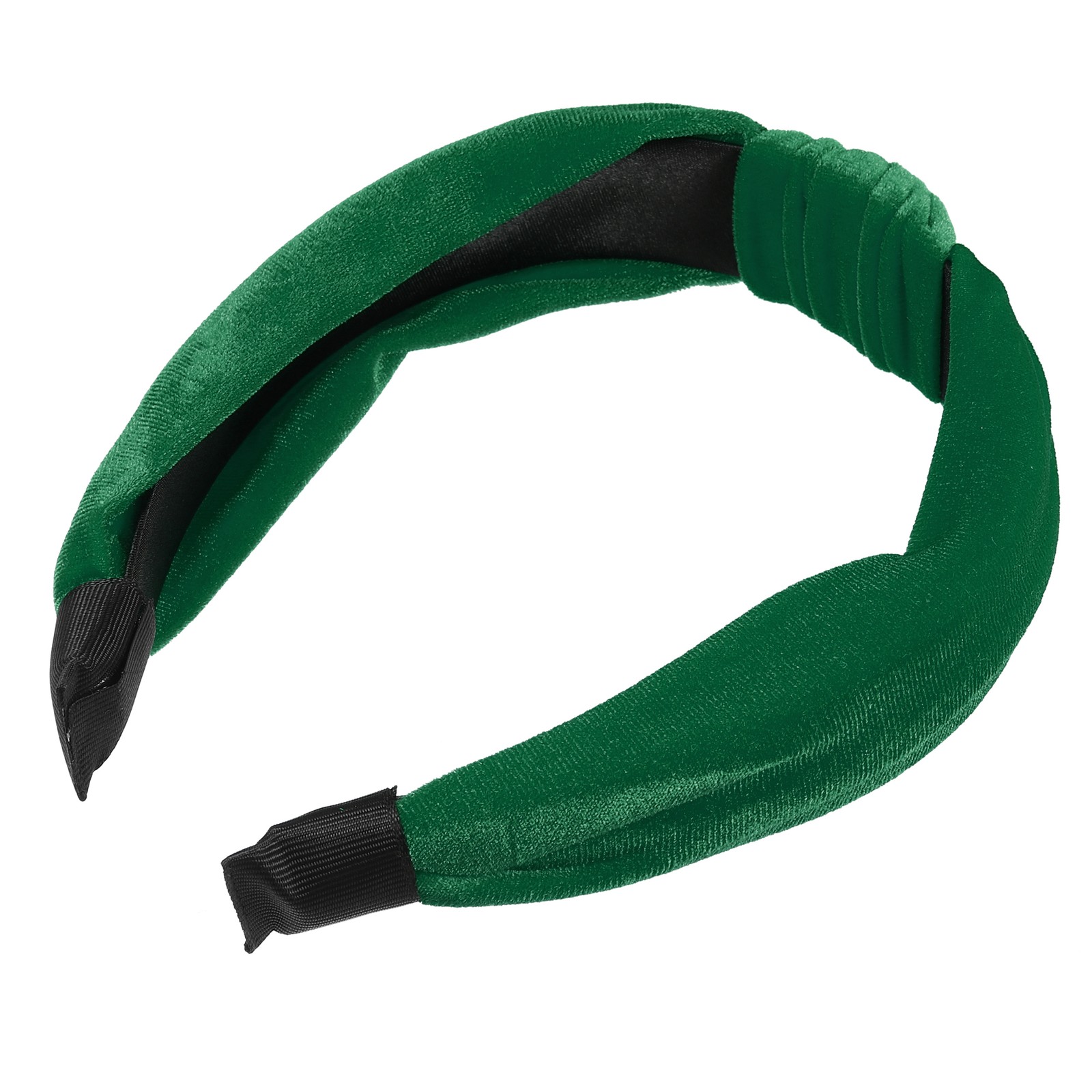 1Pcs Velvet Knotted Headband Knot Cross Hairband for Women Dark Green 1.2″ Wide