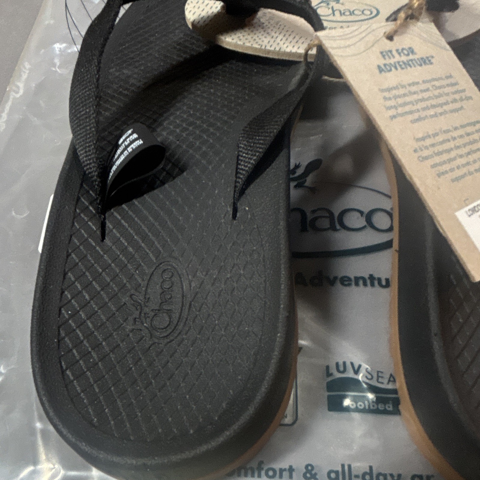 Chaco NWT Lowdown Flip Sandal Black Slip-On Synthetic US 8 EU39 UK6 JCH108132